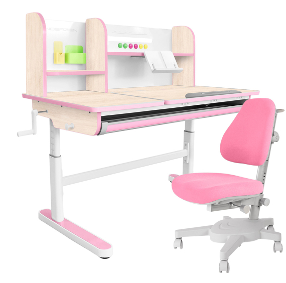 Комплект Kinderzen Gaudi Plus парта + кресло клен/розовый c розовым креслом Anatomica Armata
