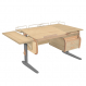 Парта Дэми СУТ-25-05 120 см раздельная с тумбой и тремя приставками клен/бежевый/серый каркас
